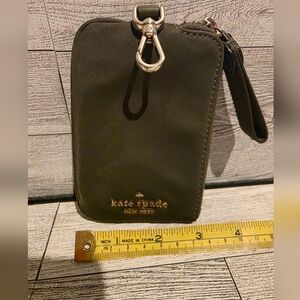 kate spade olive green leather key pouch with gold hardware